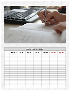 Printable weekly planner table