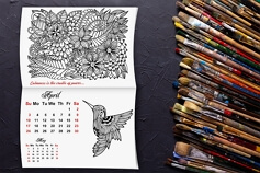 Booklet calendar for coloring