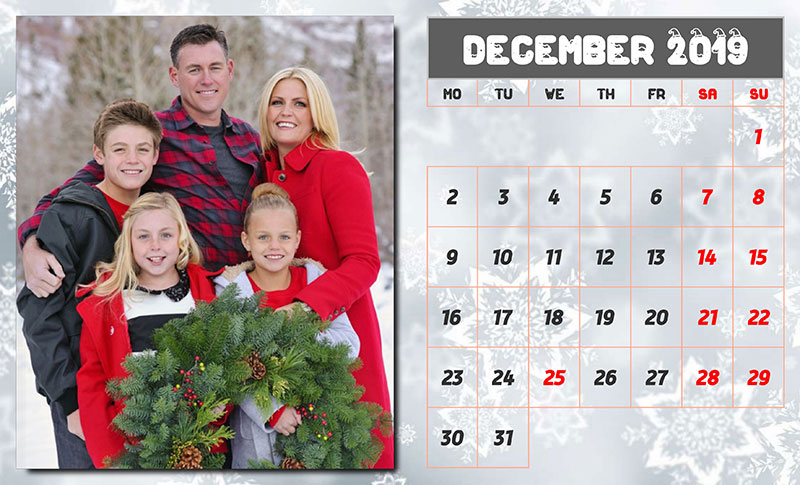 Christmas photo calendar example