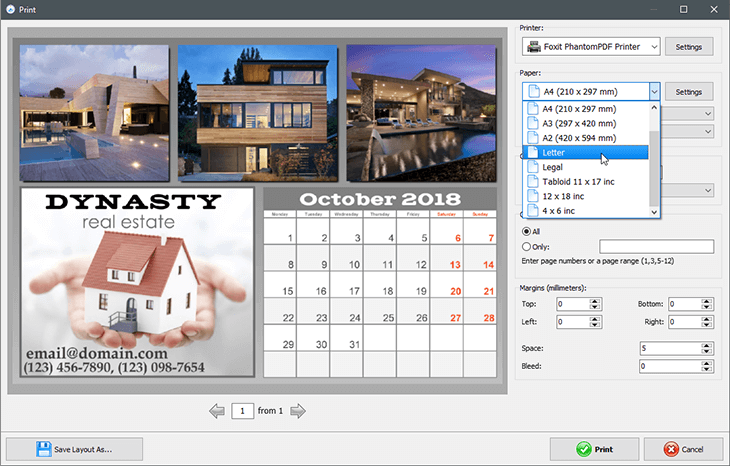 Print the calendar with your photographs