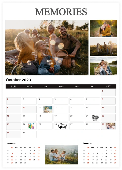 Customize your photo calendar
