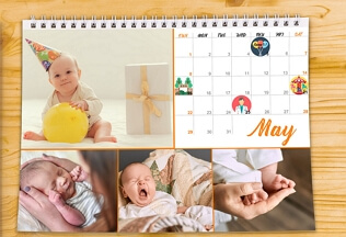 Spiral-bound baby calendar