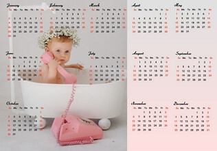 Baby girl pocket calendar