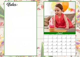 Colorful birthday calendar with notes
