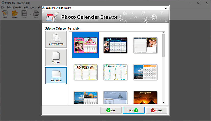 Choose a template for your calendar
