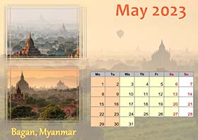 2023 horizontal monthly calendar example 3
