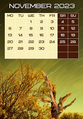 2023 horizontal monthly calendar example 6
