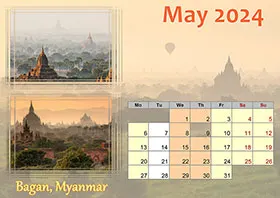 2024 horizontal monthly calendar example 3