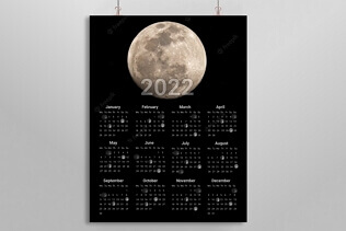 Wall calendar with moon phases
