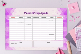 Desk pad planner for students