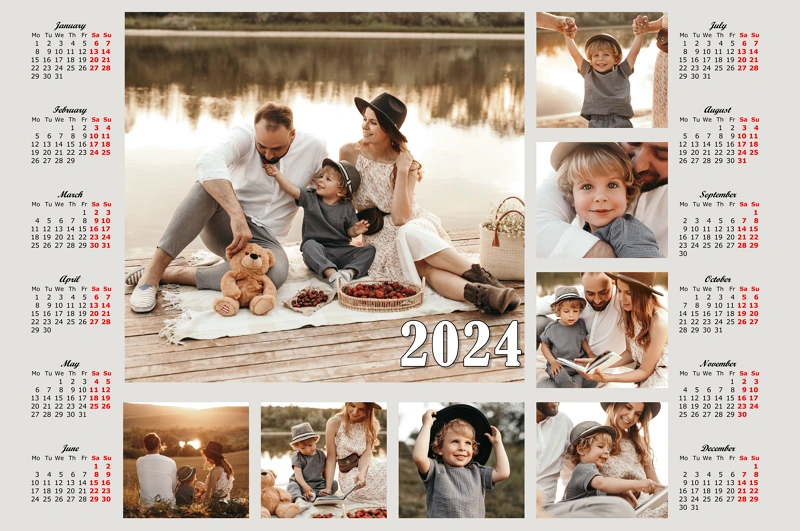 Family collage calendar example