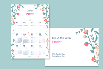 Pocket calendar for a floristics business