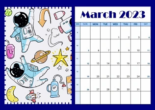 Monthly academic calendar