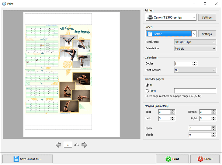 Print your custom photo planner on your printer paper