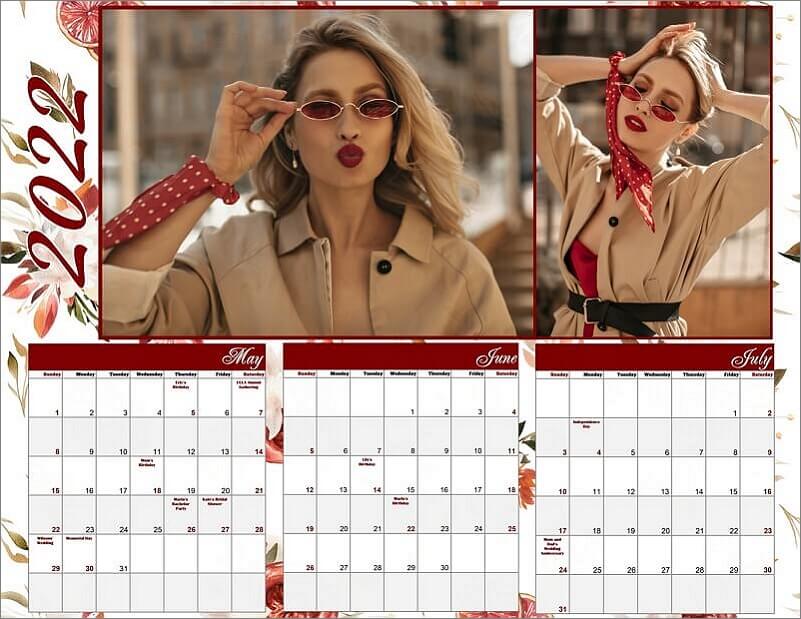 Calendar for 3 months