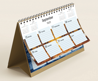 Weekly desk calendar design