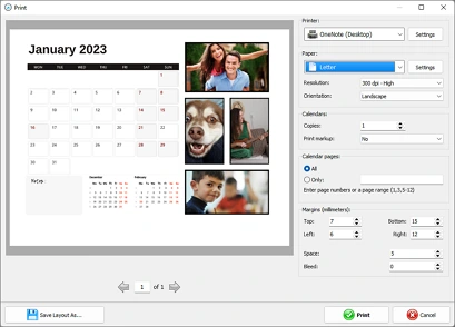 Save and print your photo calendar