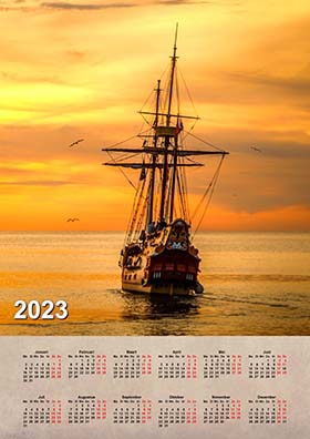 2023 vertical yearly calendar example 1